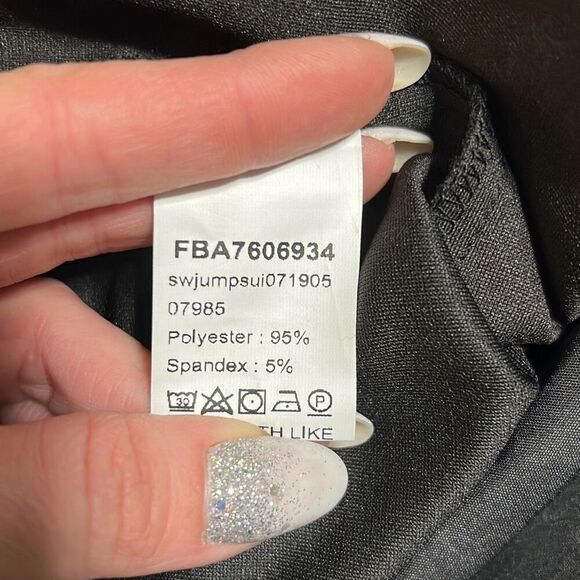 Vintage Women's Black Crane Print Bell Sleeve Jumpsuit - Picture 11 of 12